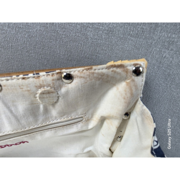 Donna Dixon Clutch Bamboo Purse Boho Magnetic Closure Blue White Moroccan‎ Tile - Picture 6 of 7